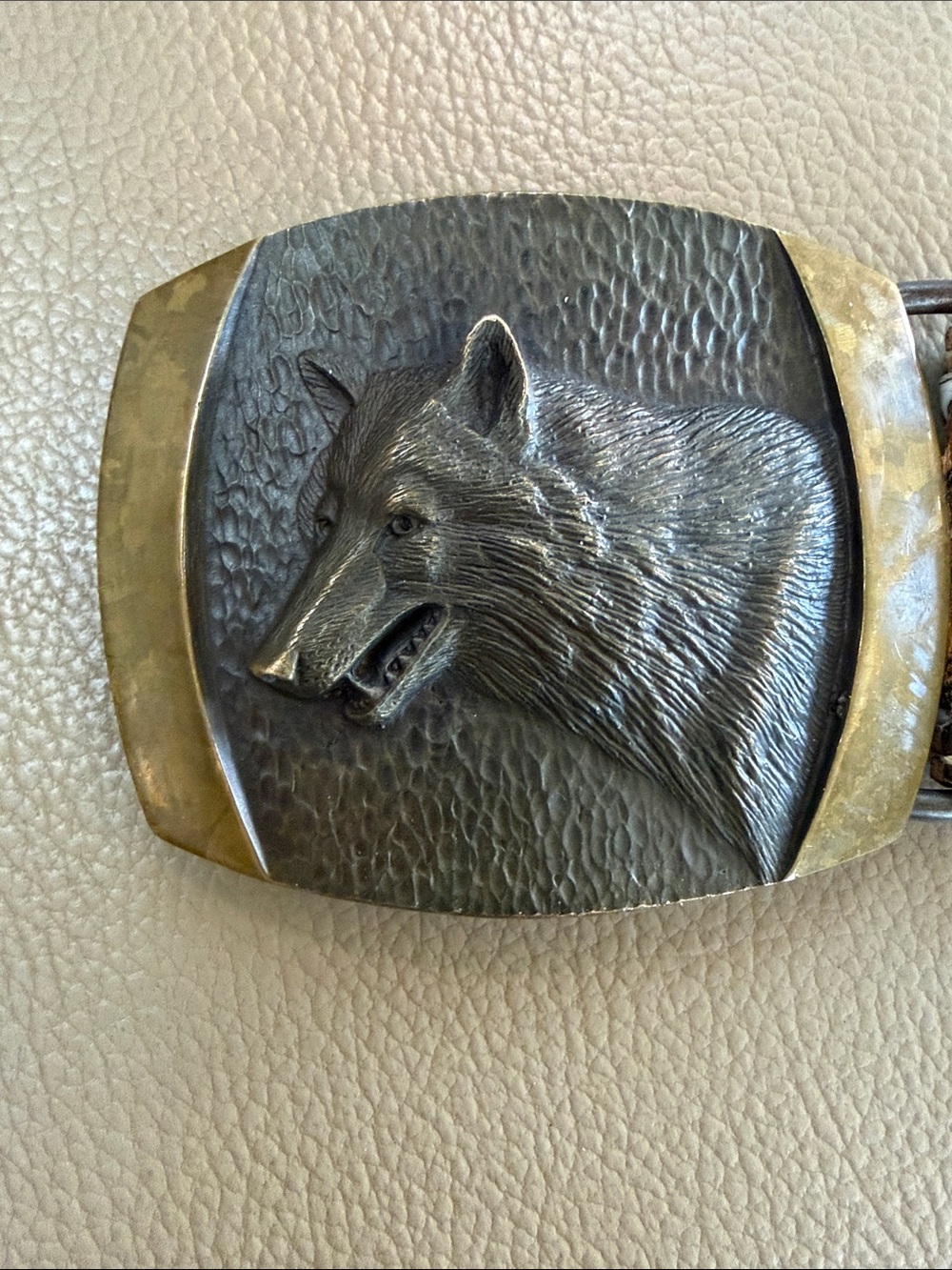 Wolf Head Men's Belt Buckle SLKnight Solid Bronze 1978